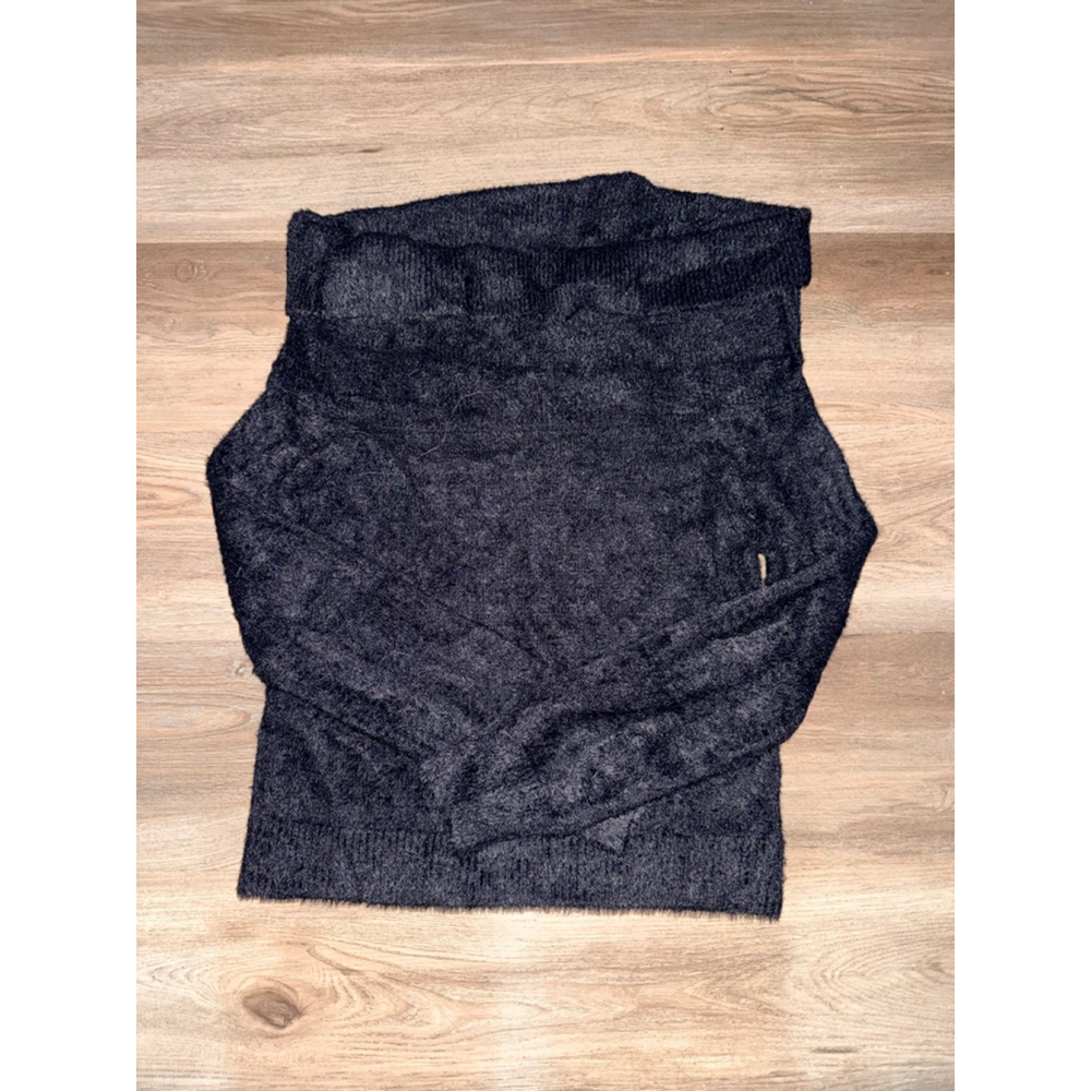 Black chenille cowl-neck sweater size X-Large